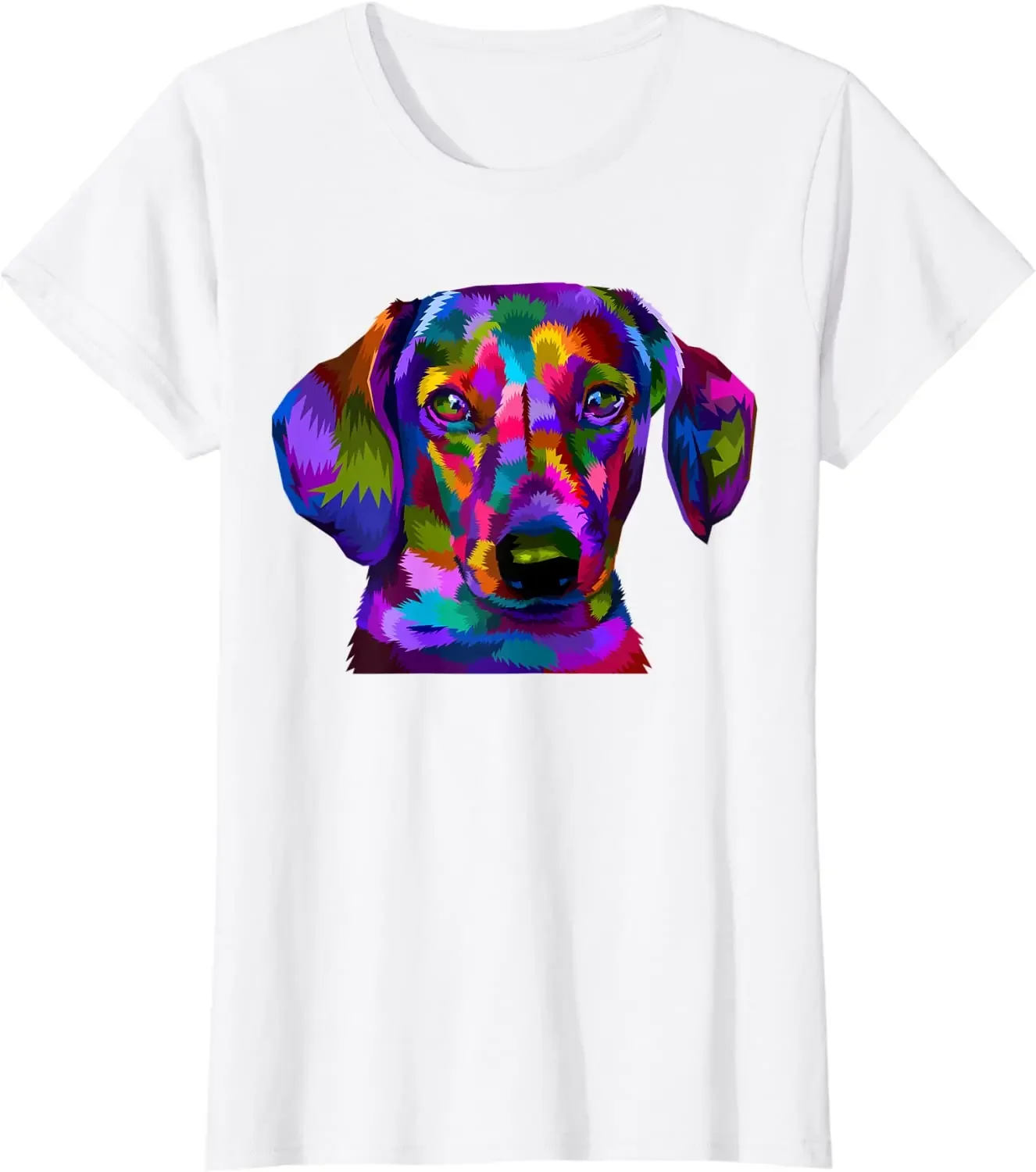 Camiseta con retrato de arte Pop de perro salchicha, arte colorido para propietarios de perros, camisetas informales de algodón para uso diario en las cuatro estaciones, camiseta con pintura al óleo