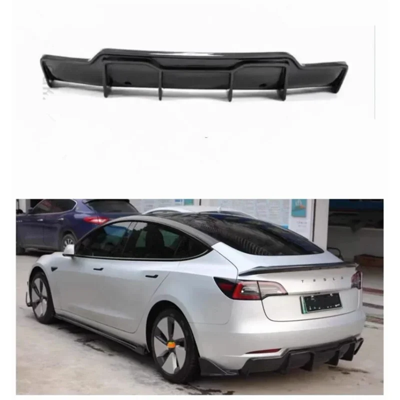 For Tesla Model 3 2018-2023 Real Carbon Fiber Front Bumper Lip Rear Diffuser Spoiler Side Skirt Full body Kit