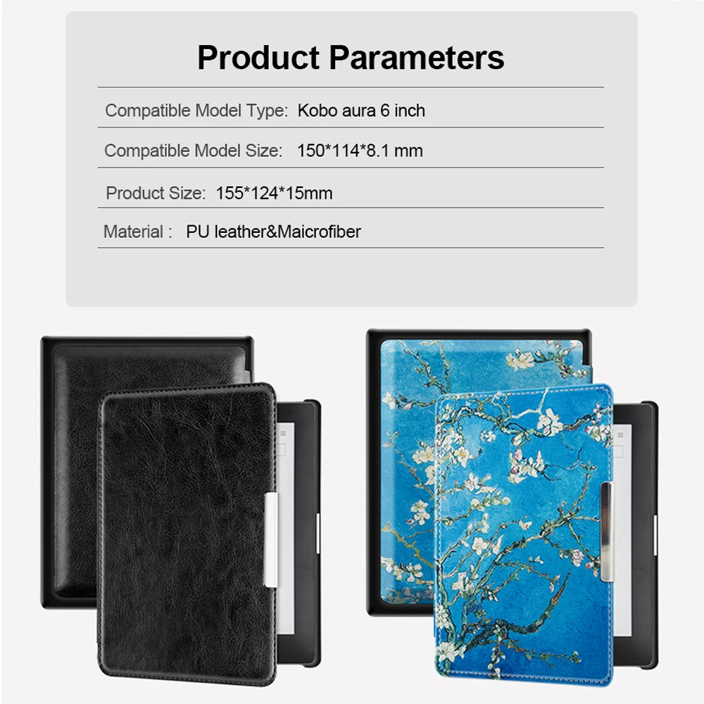 Für Kobo Aura N514 Smart Cover 6-Zoll-Ledertasche Displayschutzfolie Capa Ereader Auto Sleep Wake Up Magnetisches Ebook Hoesje Funda