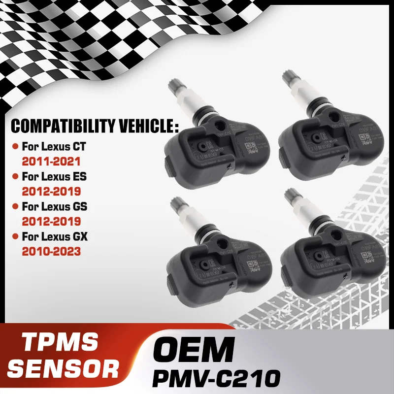

Tire Pressure Monitoring System For Lexus CT 2011-2021 Lexus ES 2012-2019 Lexus GS 2012-2019 Lexus GX 2010-2023 PMV-C210 433 MHZ
