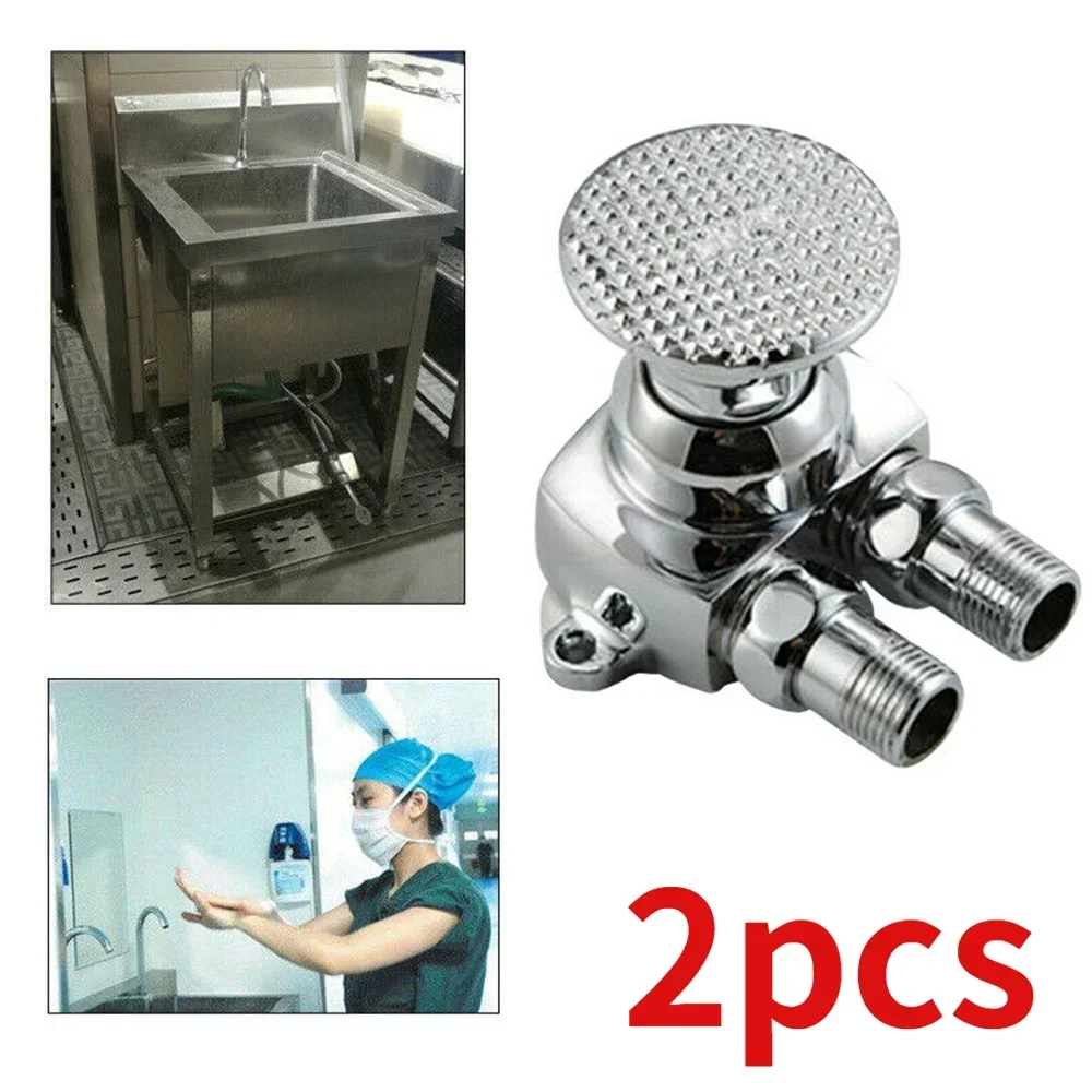 2pcs,Foot Pedal Control Valve Faucet Vertical Basin Switch Kitchen Sink Water Tap Durable and Practical To Use