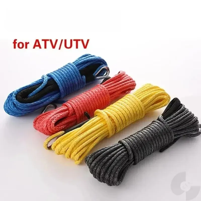 6mm X 15m 7700LBs Synthetic Winch Line Cable Rope for With Black Protecing Sleeve ATV UTV (blue)Best Sport