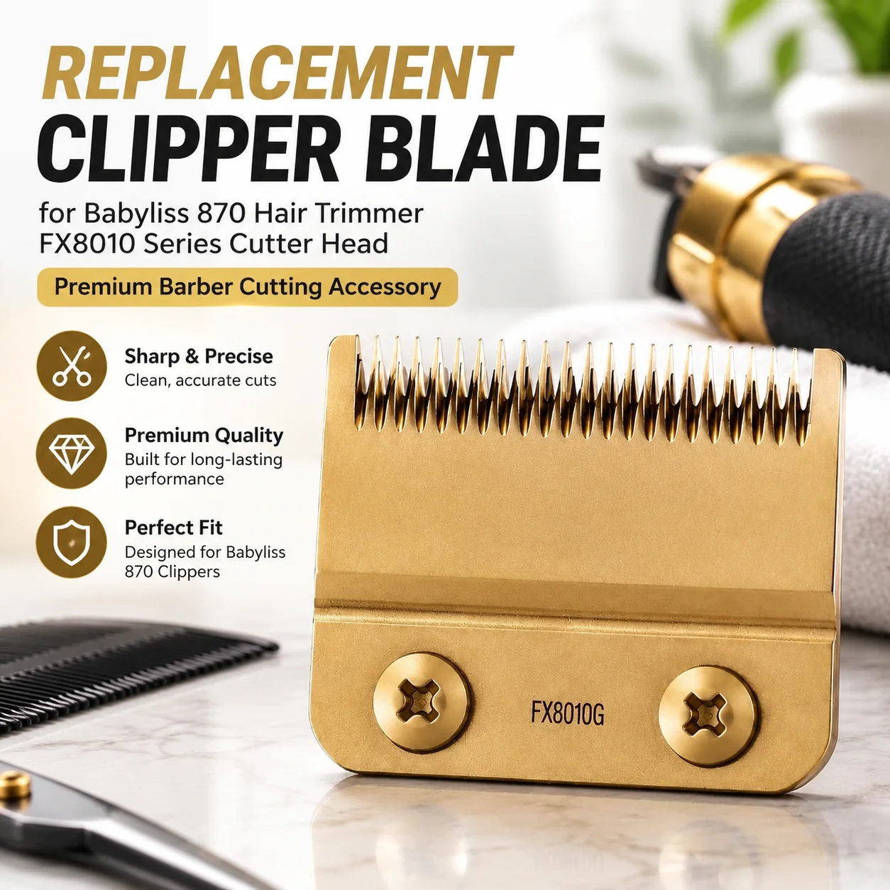 Replacement Clipper Blade for Babyliss870 Hair Trimmer FX8010 Series Cutter Head Premium Barber Cutting Accessory