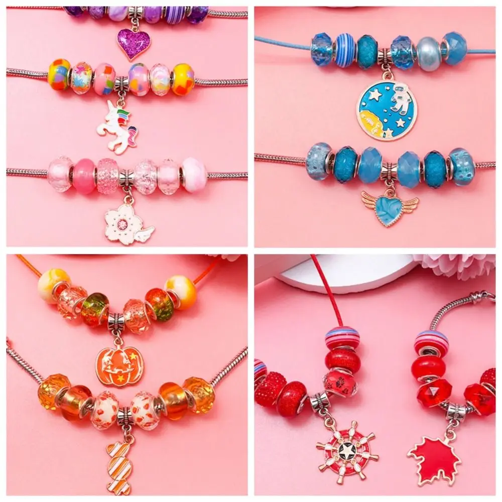 Jewelry Making Kit Charm Bracelet Necklace Present Alloy Beads Set DIY Toys for Children Bracelets Birthday Gifts for Girls