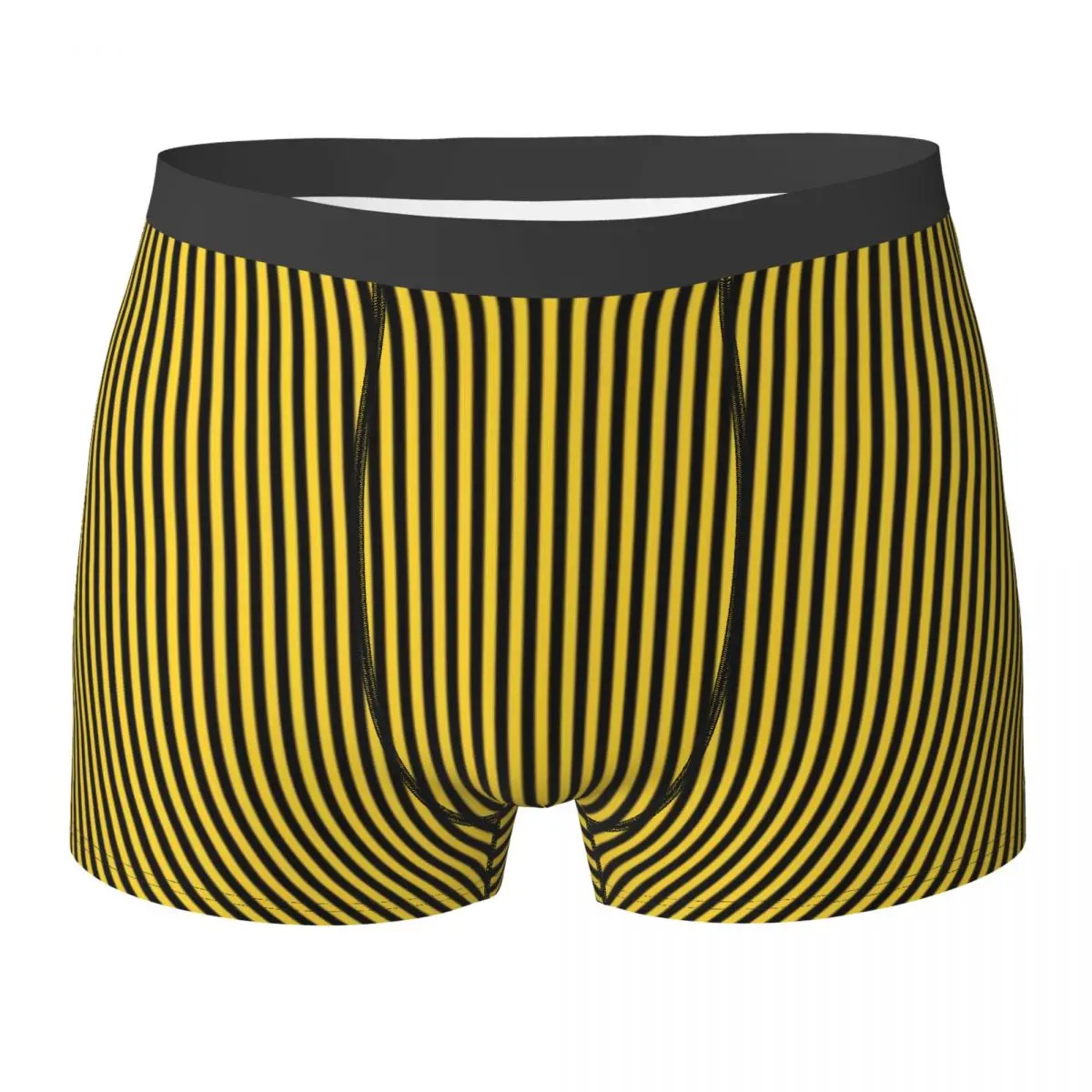 Vertical Striped Underwear Yellow and Black Breathable Underpants Printed Boxer Brief Pouch Man Plus Size Trunk