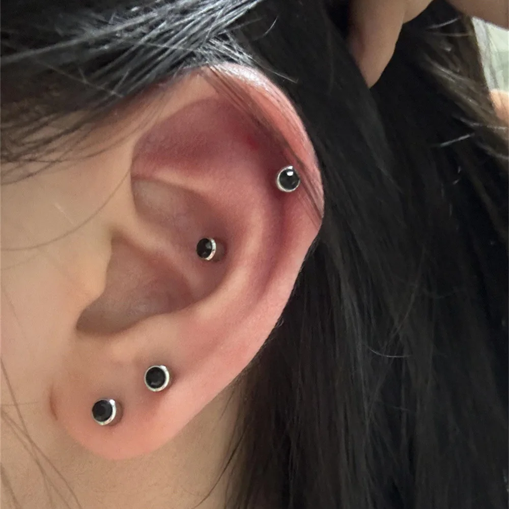Black Onyx Stud Earrings for Women Silver Post Vintage Minimalist Unique Premium Lightweight Daily Cartilage Jewelry Gift