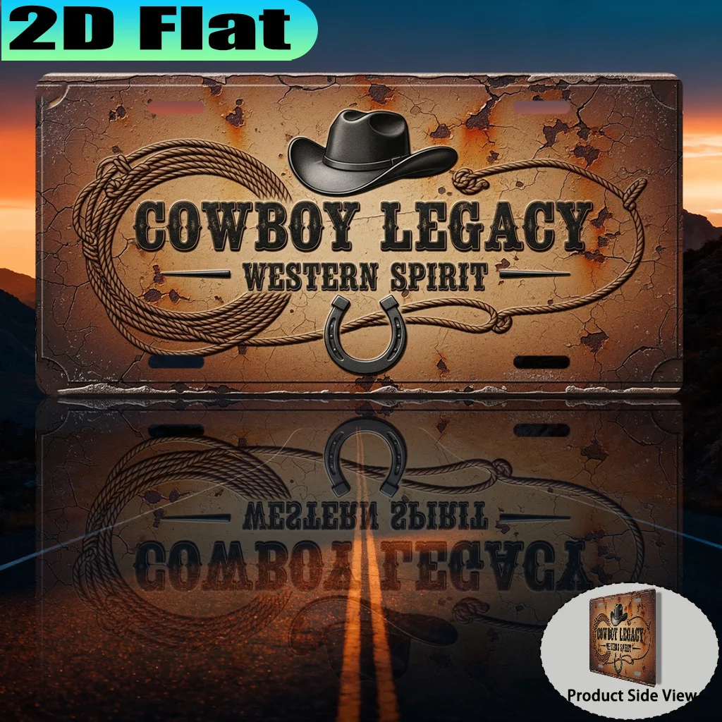 2D Flat, [2D Flat] 1pc, Cowboy Legacy Western Spirit Vintage Aluminum Sign (12 X 6in), for Decorative Purposes Only, Cowboy Fest