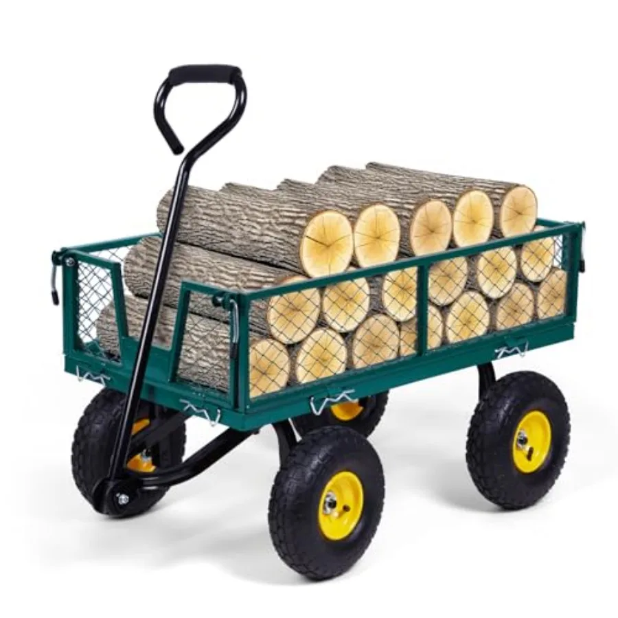 

Садовая тележка Backyard Expressions из прочной стали, грузоподъемность 400 фунтов, со съемными сетчатыми боковинами, трансформируемая вагонетка-платформа с 10 колесами