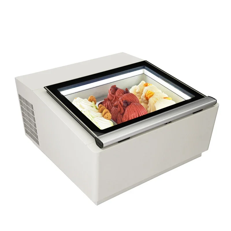 220 V Desktop 3-Tablett-Eiscreme-Vitrine, Desktop-Direktkühlung, Eiscreme-Display, Gefrierschrank, kleiner Eiscreme-Schrank