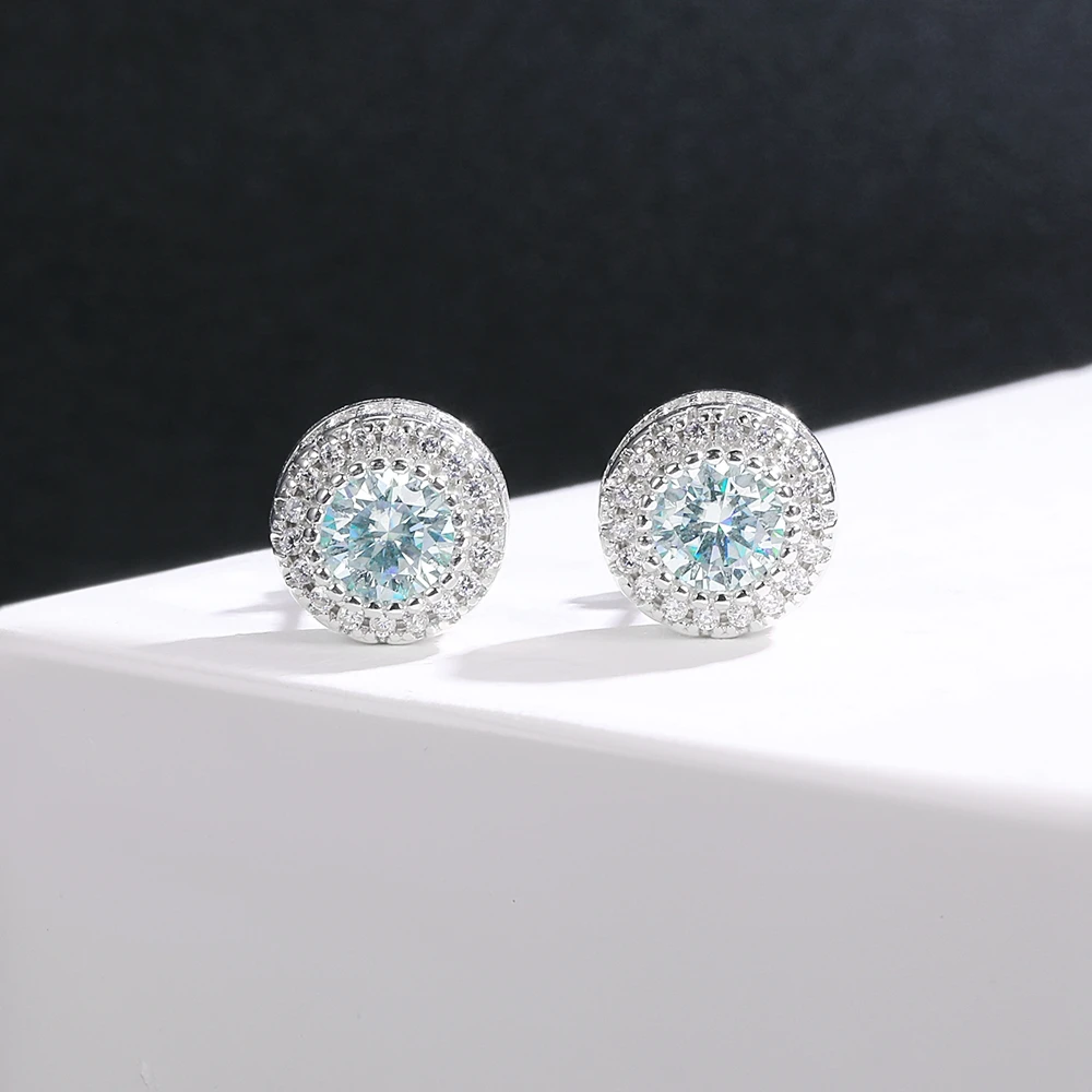 PuBang Fine Jewelry Real 925 Sterling Silver GRA Moissanite Diamond Luxury Stud Earrings for Women Men Engagement Gift Wholesale