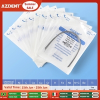 AZDENT 10Packs Dental Orthodontic Arch Wire Super Elastic Niti Nickel Titanium Round Rectangular Arch Wires Nature Form