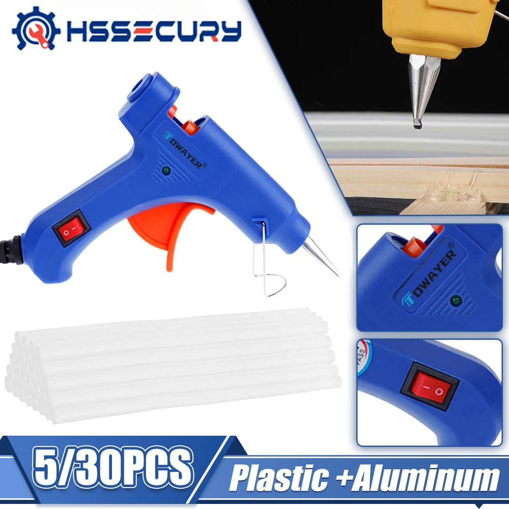 20W Hot Melt Glue Gun With 7MM Transparent Glue Stick Mini Gun US/EU Electric Heat Temperature Gun Repair Tool Special Stick Set