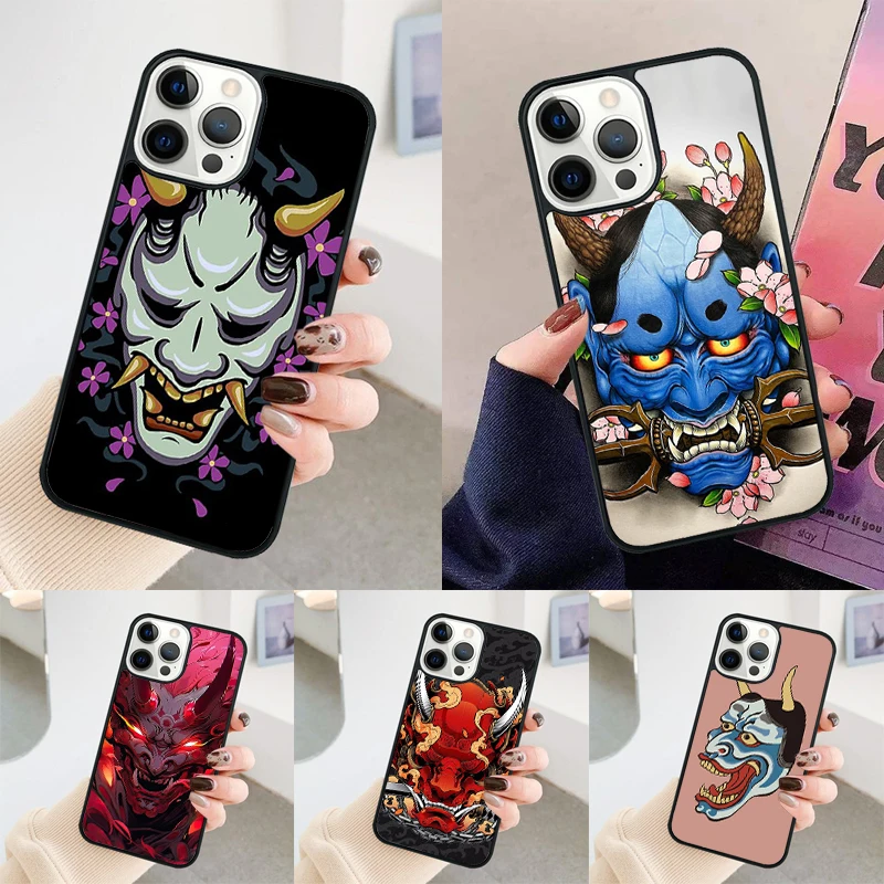 Oni Hannya Demon Mask phone case Cover For iPhone 14 15 16 Pro Max SE 2020 coque For apple 11 12 13 Pro Max Mini 7 8 Plus