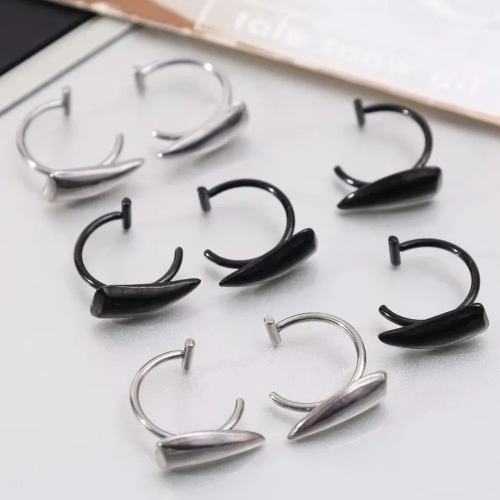 2PCS/Set Exaggerated Fake Lip Ring Non Piercing Gold Faux Piercing Jewelry Stainless Steel Silver Perforation-free Lip Cuff