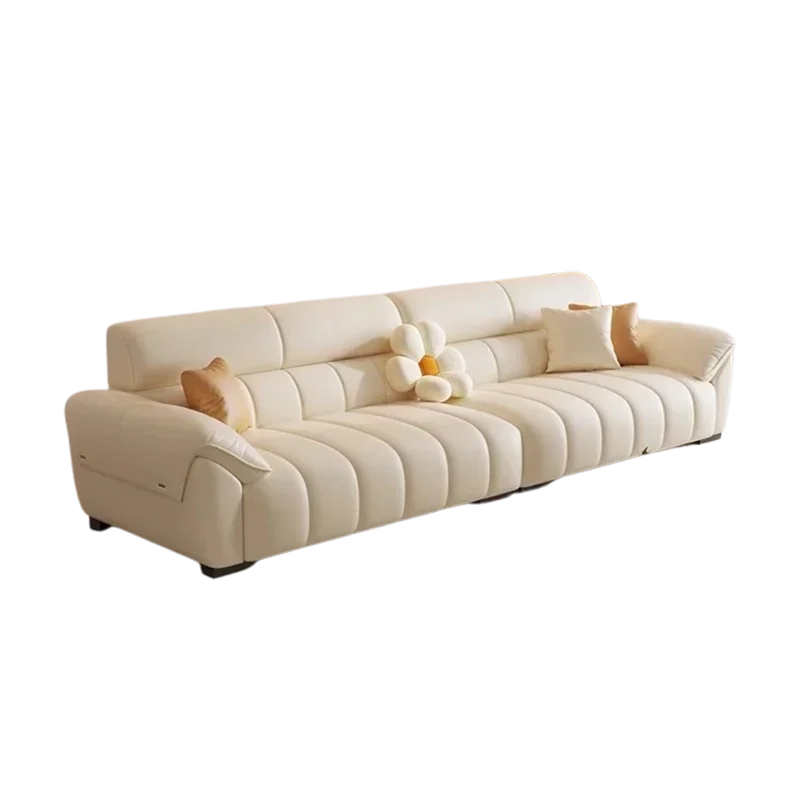 European Beige Nordic Luxury Recliner Couch Puffs Lounges Full Set Filler Wood Water Proof Sofas Home Furniture