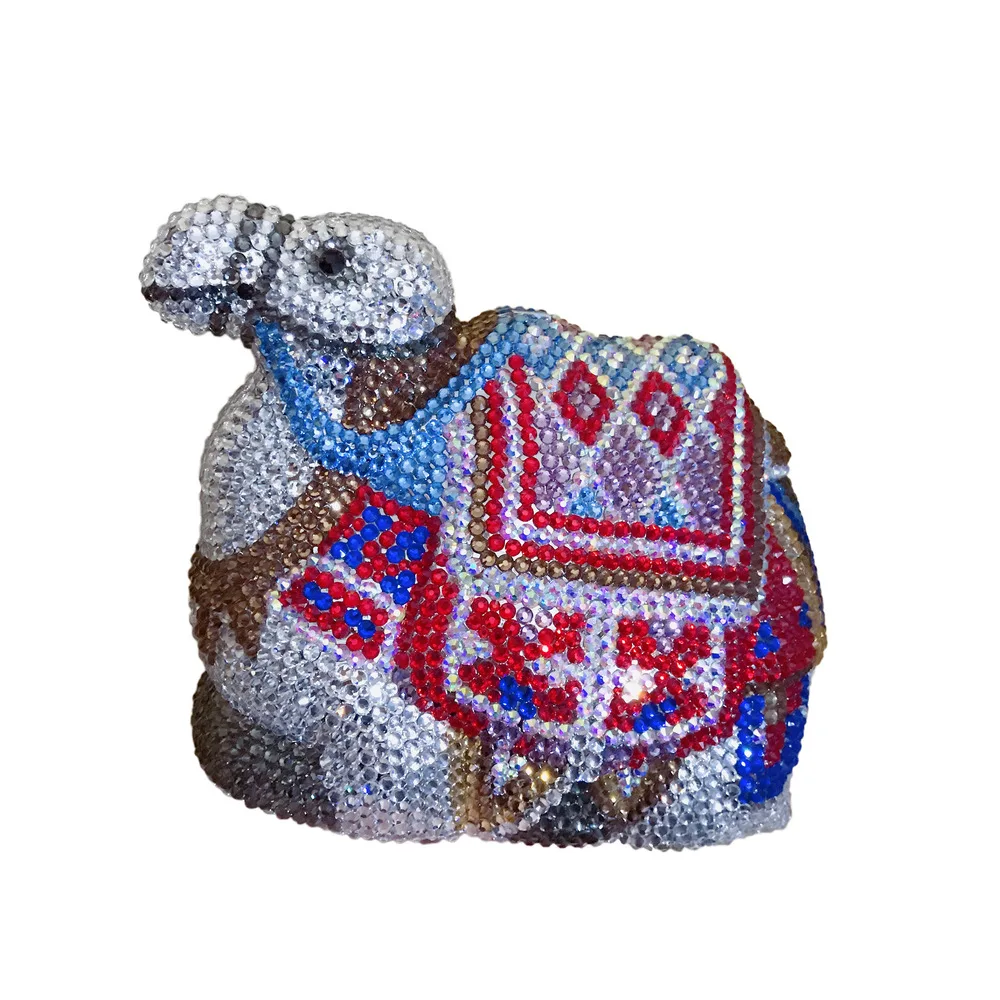 

Cartoon Animal Camel Shape Diamond Dinner Handmade Diamond Crystal Bag Women's Hand Hard Box Retro Vintage Crystal Clutch Bag