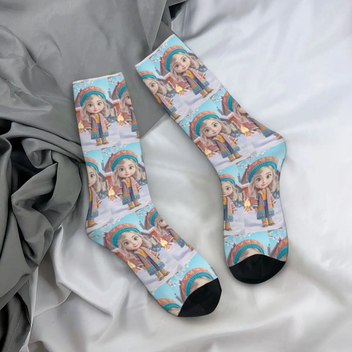 

All Seasons Crew Stockings Cozy Winter Doll Artwork Socks Crazy Hip Hop Long Socks for Men Women Birthday Present