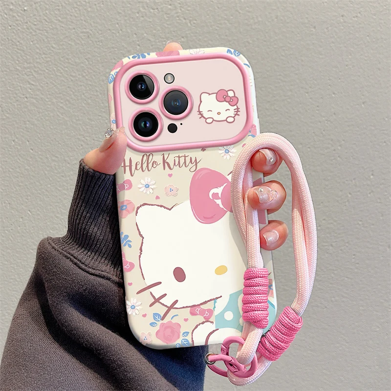 Advanced Cartoon Flower Hello Kitty Phone Case For iPhone 16 15 14 13 Pro Max 11 12 13 Pro XR XS MAX Pink Girl Y2K Cute Cover