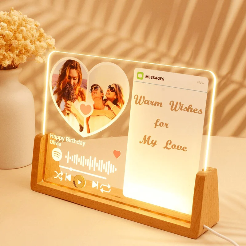 Personalized Photo Night Light, Photo LED Light, Custom Photo Lamp, Anniversary Gift, Christmas Gift for Couple, Picture Plaque