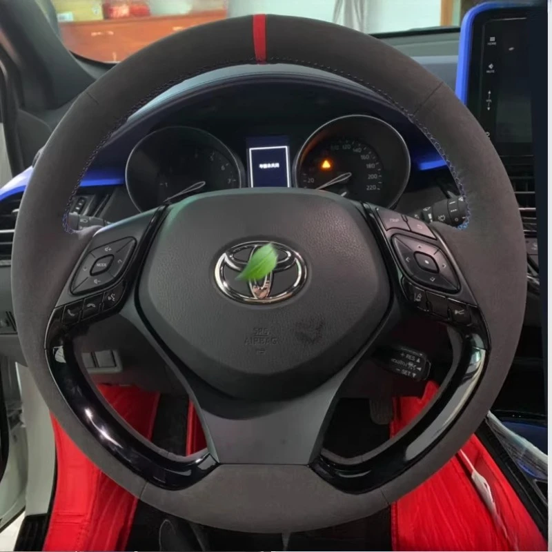 For Toyota C-HR CHR 2016-2019 Hand-stitched Completely smooth suede non-slip car Steering Wheel Cover