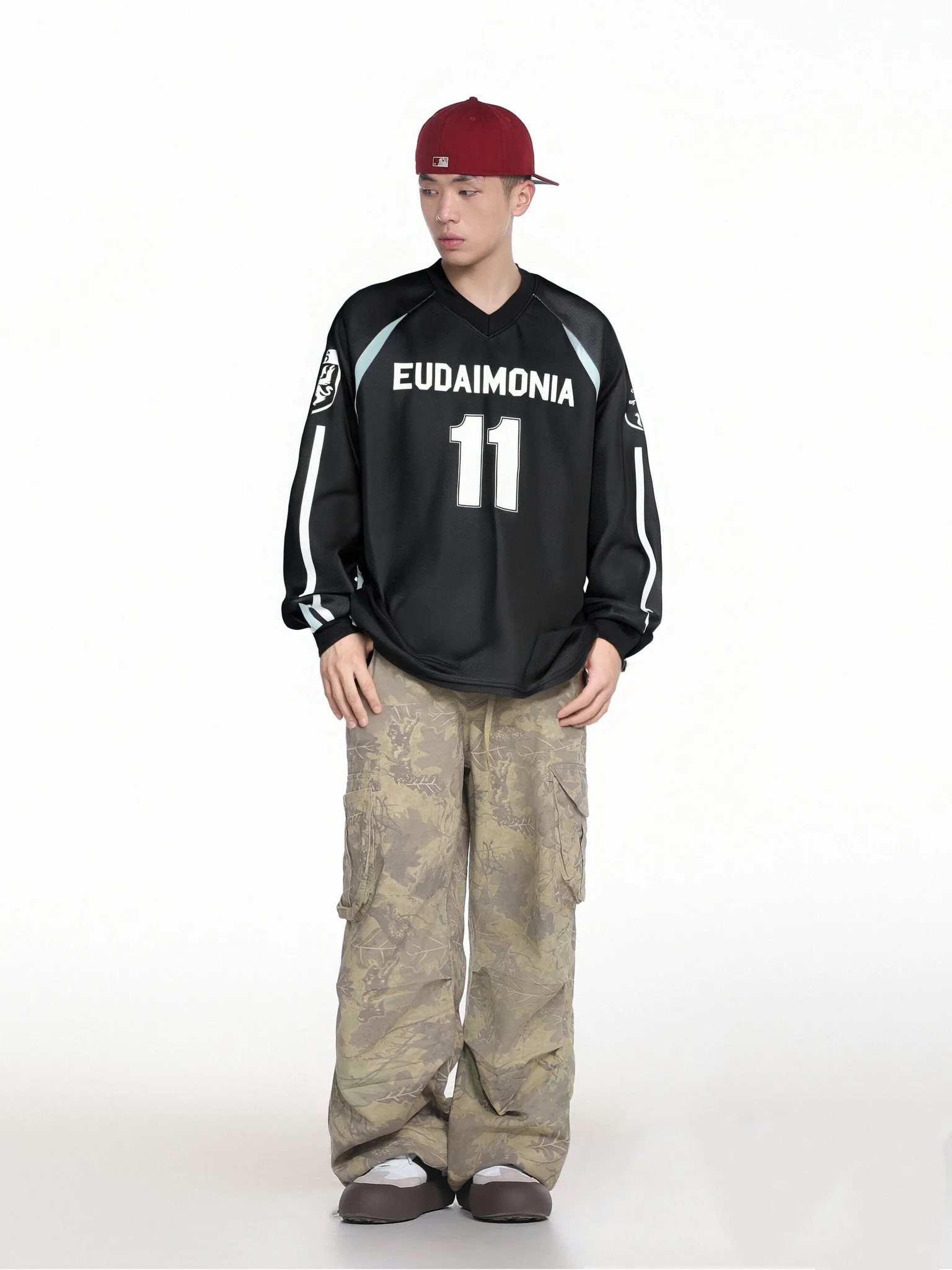 2025 Popular in Europe And America Double-layer mesh splicing long sleeves men's and  women's loose long sleeve T-shirt