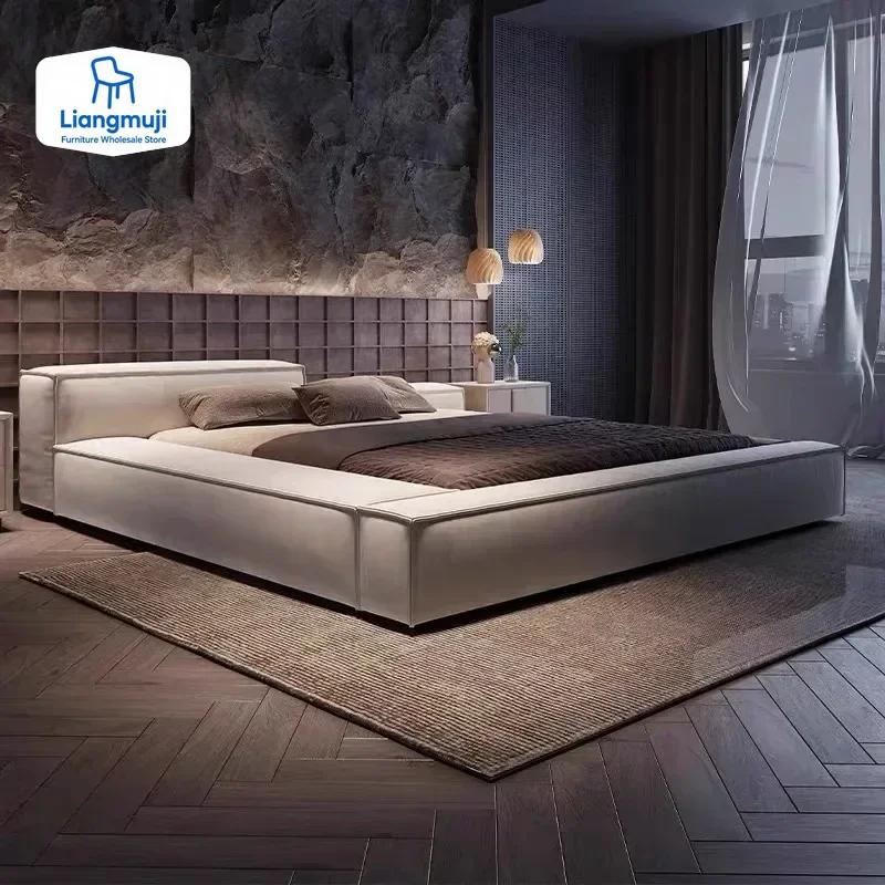 Minimalist Design Fabric Double Bed 1.5m Japanese Style Removable And Washable Tatami Low Bed Creative High-End Indoor Furniture