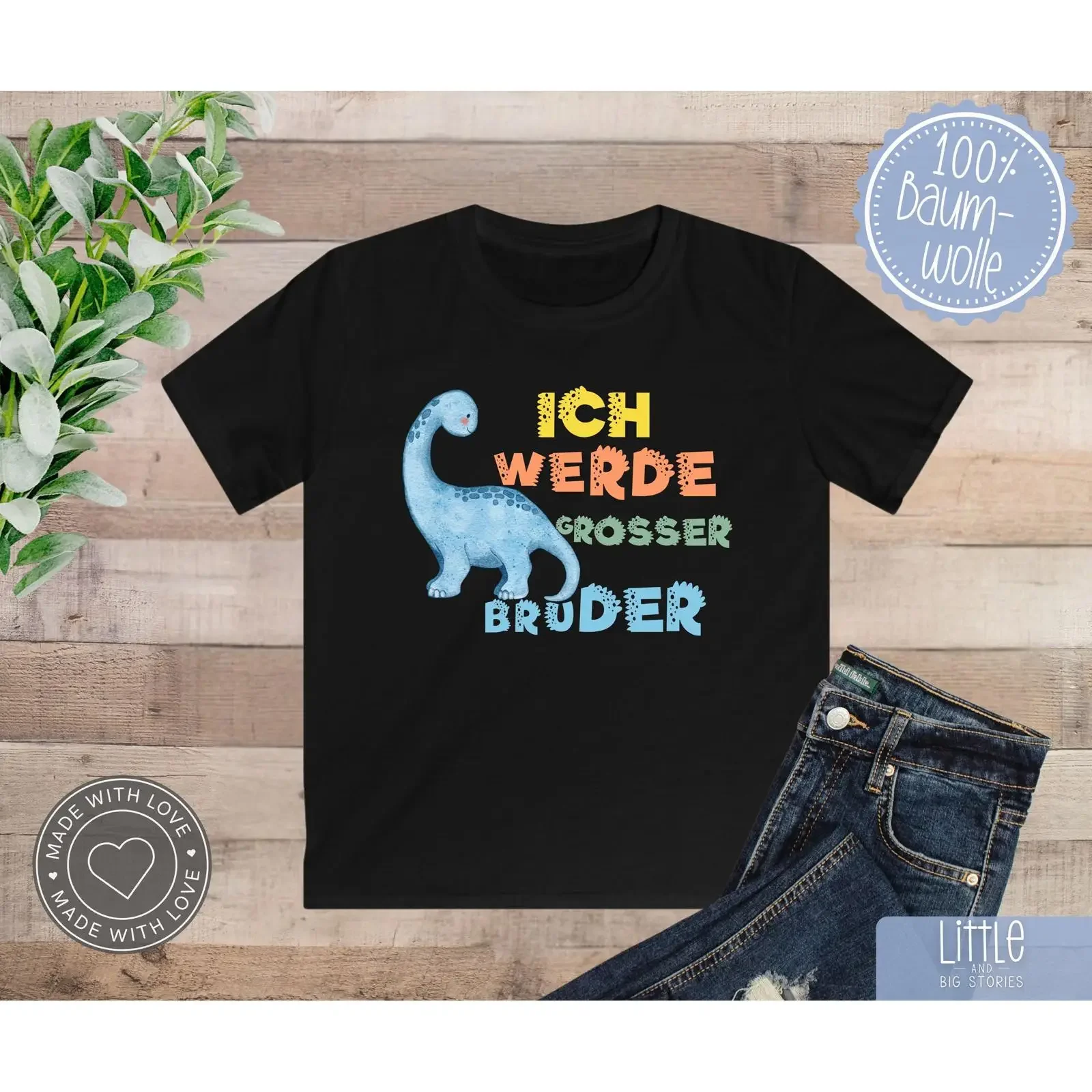 Ich Werde Grosser Bruder Dinosaur Kids T Shirt 100 Cotton Big Brother Announcement for Sibling Gender Reveal Pregnancy Announce