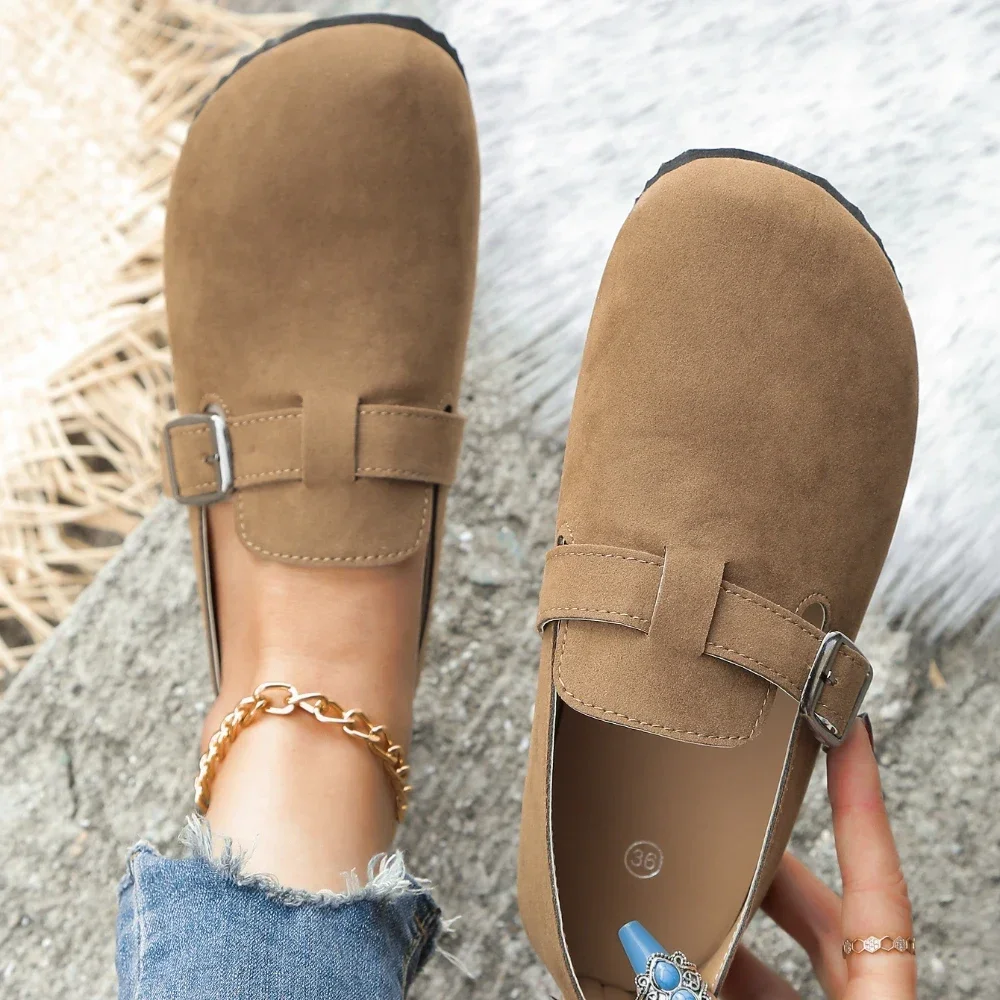 New Boston Clogs Shoes for Women Cork Footbed Sneakers Female Suede Mules Shoes with Arch Support Beach Shoes Zapatos De Mujer
