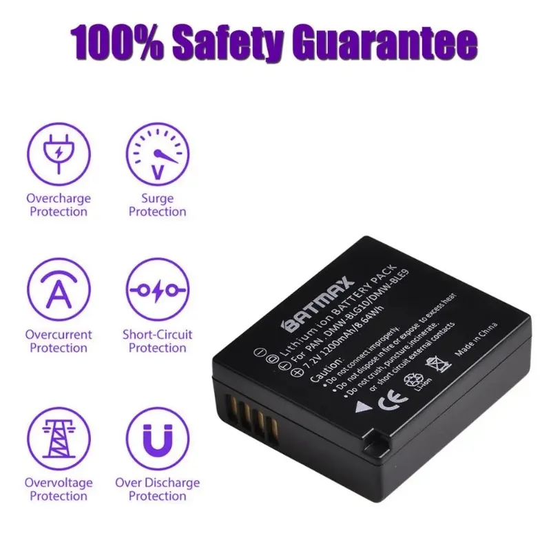 DMW-BLG10 BLG10e BLE9 Camera Battery Panasonic Lumix GX80 GX85 with LED Built-in USB Dual Charger Type C for GF5 GF6 GX7 LX100