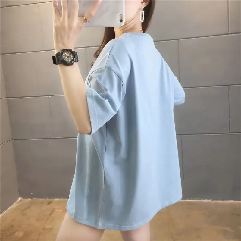 Fashion T Shirts Women Summer Trendy Striped Stitching T-shirt Korean Style Loose Oversized Tshirts Women\'s Short-sleeved Tops