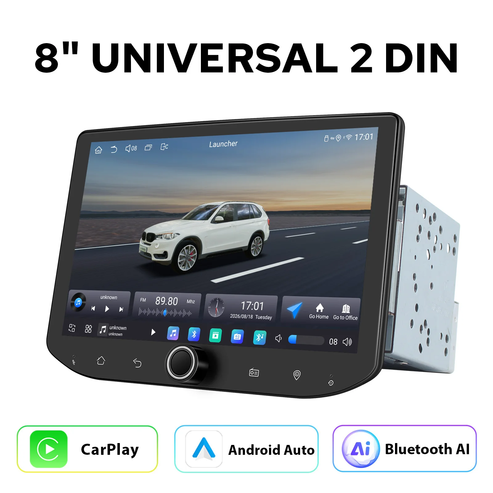 JOYING 8 Inch Universal Android Car Stereo Double DIN Head Unit Wireless Apple CarPlay Android Auto GPS DSP Bluetooth HDMI