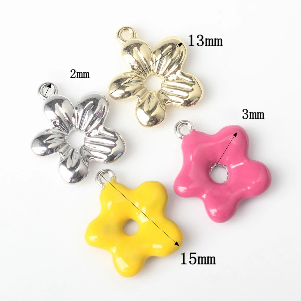10pcs Simple Candy Color Flower Pendant DIY Handmade Jewelry Making Accessories Earrings Necklace Bracelet Fashion Ornaments