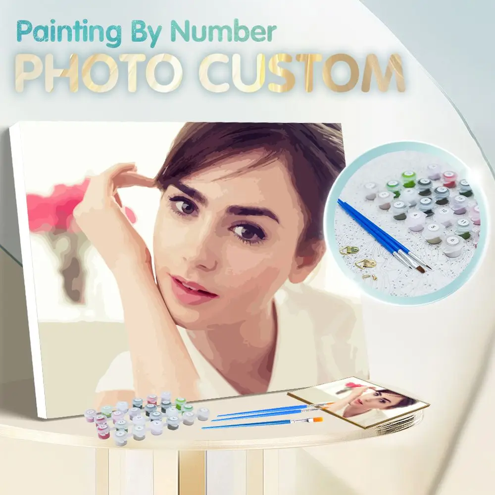 24/36/48 Color Photo Custom Paint By Numbers Kits For Adults Photo Customization Diy Hand Drawn Coloring On Canvas Unique Gift