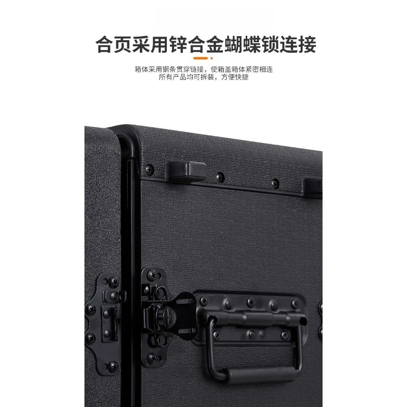 Carbon Fiber Look PE Double Open Wireless Microphone Case Steel Lightweight Flight Case Shockproof Equipment Case New