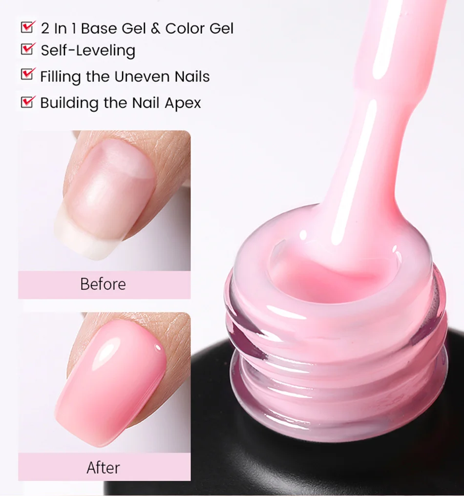 BORN PRETTY 15ml Jelly Nude Rubber Base Gel Natürlicher Milchweißer Klarer Semi-Permanenter Selbstnivellierender Soak-Off UV LED Gel-Lack – Detail 7