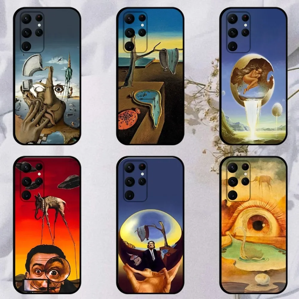 

S-Salvador D-Dali Painting Phone Case For Samsung S23,23,22,30,21,10,9,Note20 Ultra,Lite,Ultra,5G,Plus,FE,Black Soft Case
