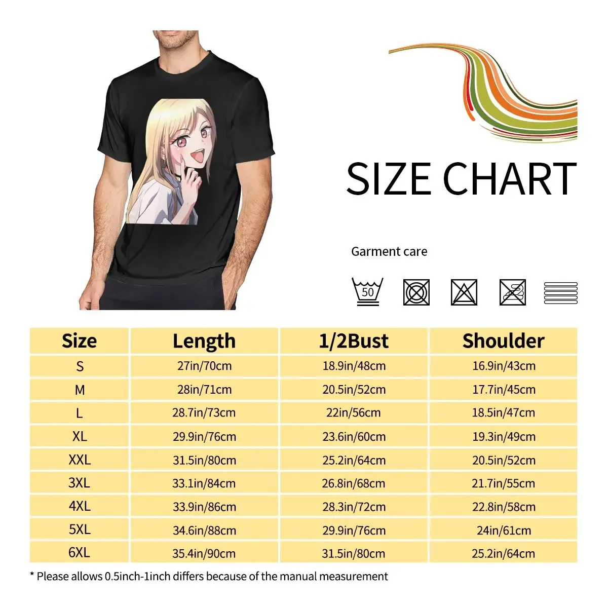 Kitagawa Marin Anime My Dress Up T-shirt Men Print Round Neck T-shirt Summer Fashion Short Sleeve Cotton T Shirt