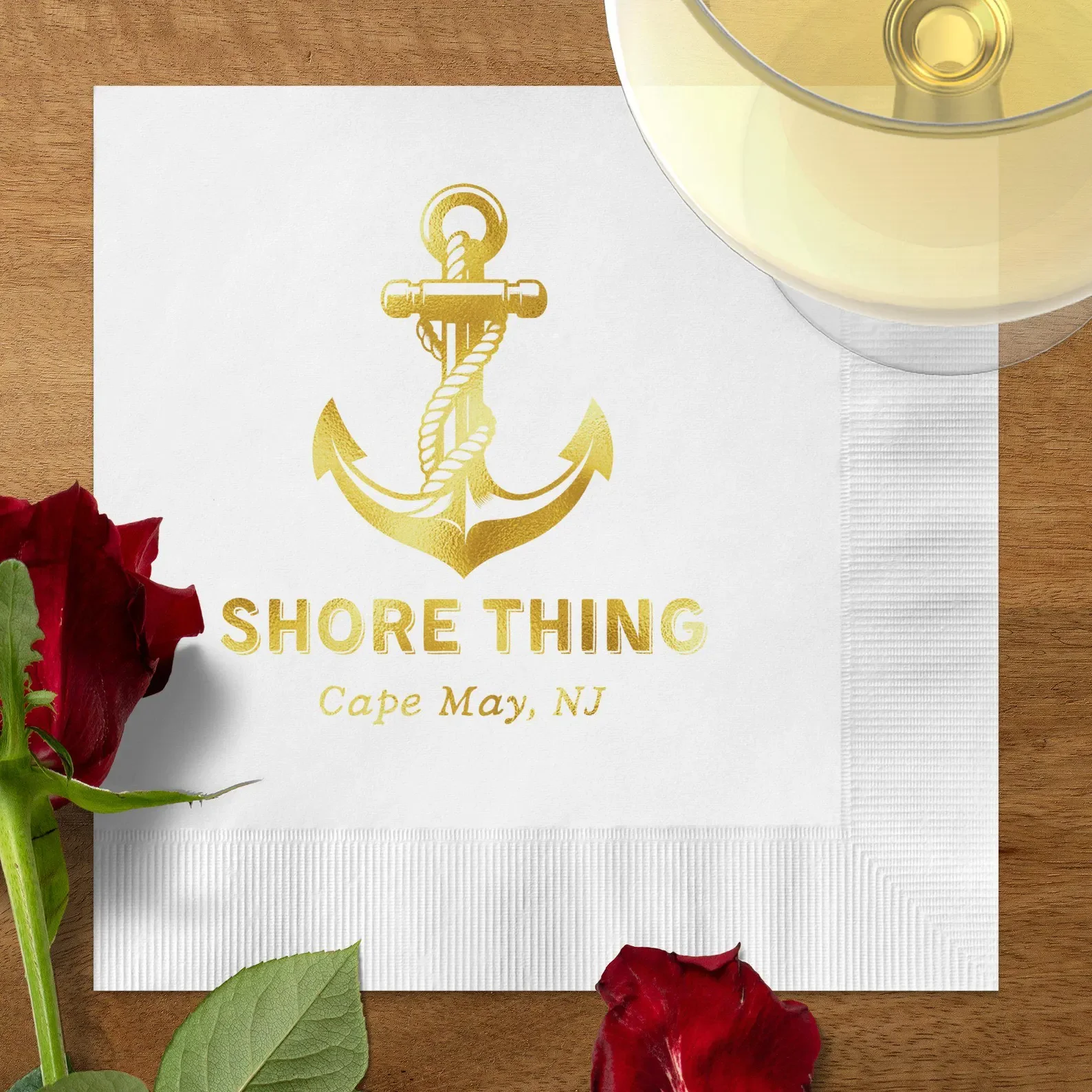 50pcs Personalized Foil Boat Napkins, Nautical Cocktail Napkins, Custom Boat Name Napkins, Sailing Luncheon Napkins, Gift for Bo