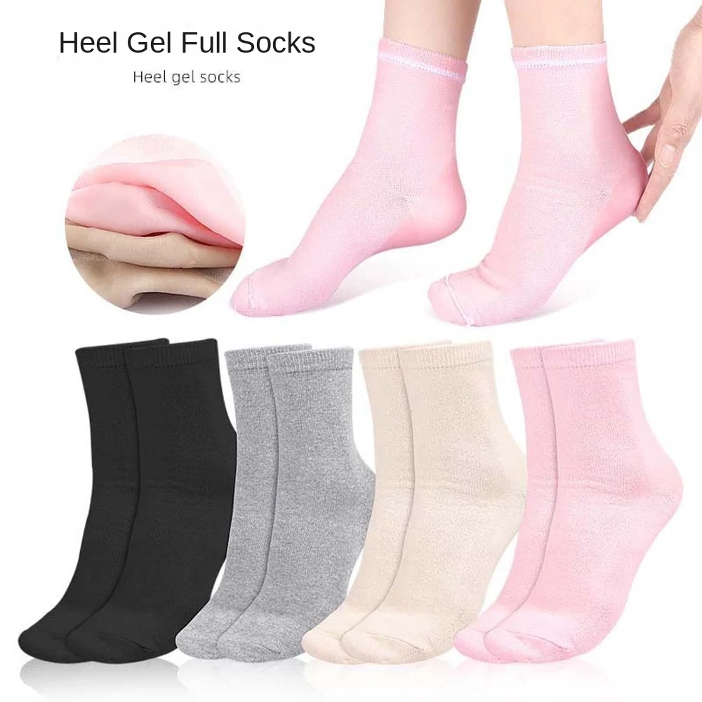 Heel Sleeve Pads Heel Gel Care Socks Plantar Fasciitis Support Female Socks Solid Color Ankle Socks Foot Skin Feet Care