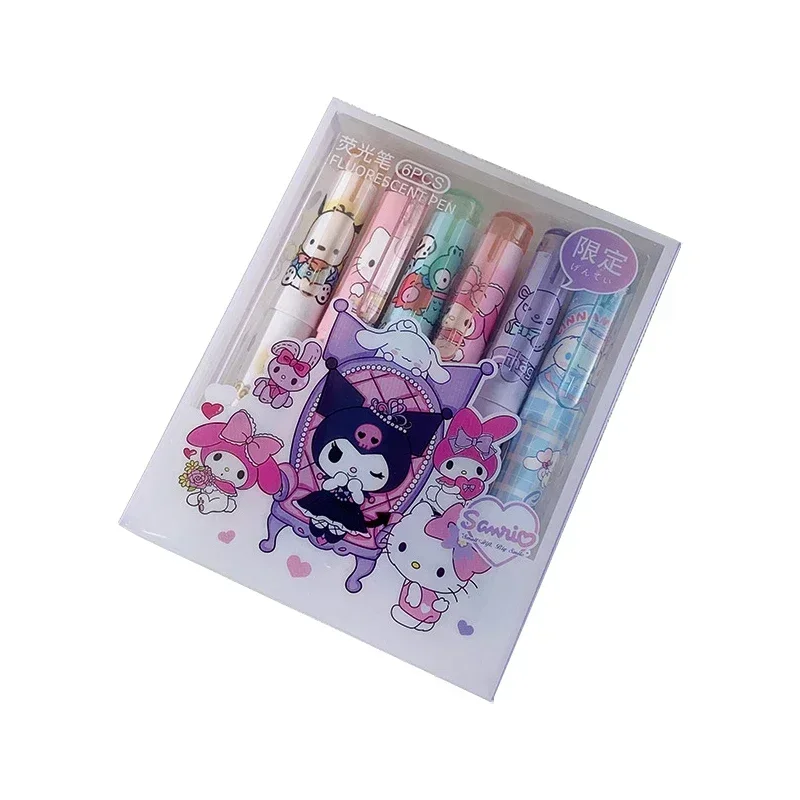 Imagem -03 - Sanrio Lolita Series Highlighter Hello Kitty Kuromi Graffiti Bonito Pintar Canetas Classroom Markers Student Papelaria Novo 12 Pcs