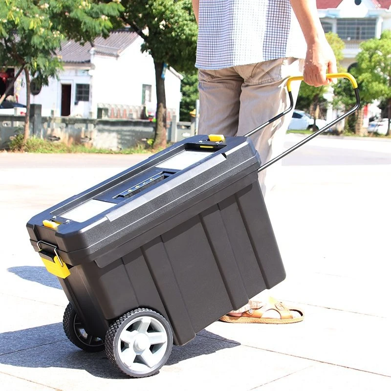 Pull Rod Tool Box Double Layer Stackable Toolbox Tough Build Plastic Tools Storage Boxes Multifunctional Portable Toolboxes