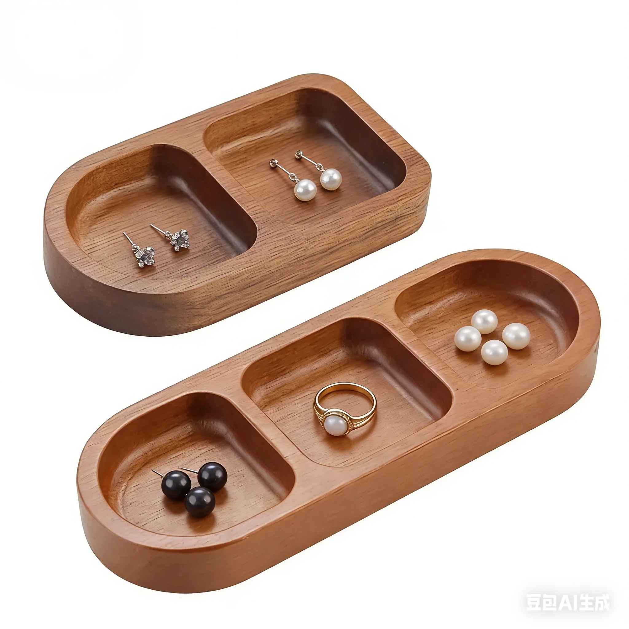 

Dual-purpose Wooden Jewelry Entrance Key Jewelry Items Storage Tray Tabletop Storage Tray Partition Display Stand Ornaments Box