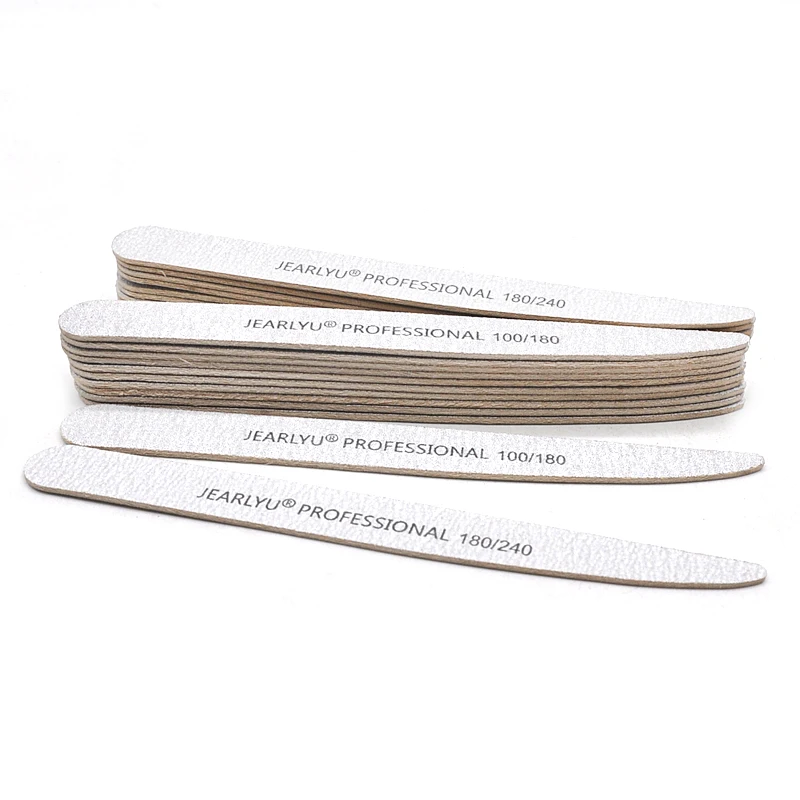10pcs Professional Wood Nail Files 100/180/240Grit Double Sides Gentle Buffer Washable Salon Level Natural Manicure Stick Tools