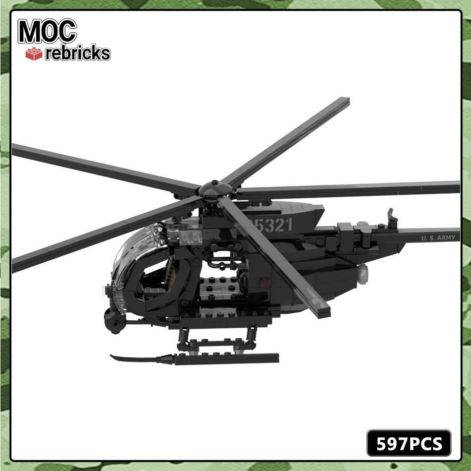 MOC Military Series Famous Games MH-6 Little Bird Helicopterts Building Block Model Set DIY Boy Toys Hobbies Holiday Gifts