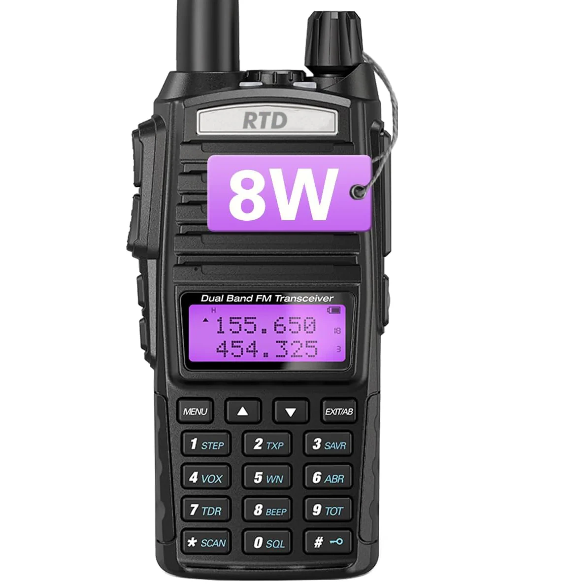 RTD-UV-82 Rádio bidirecional de alta potência, banda dupla, UHF, VHF, potência tripla 8 W, 5W, 1W, Walkie Talkie
