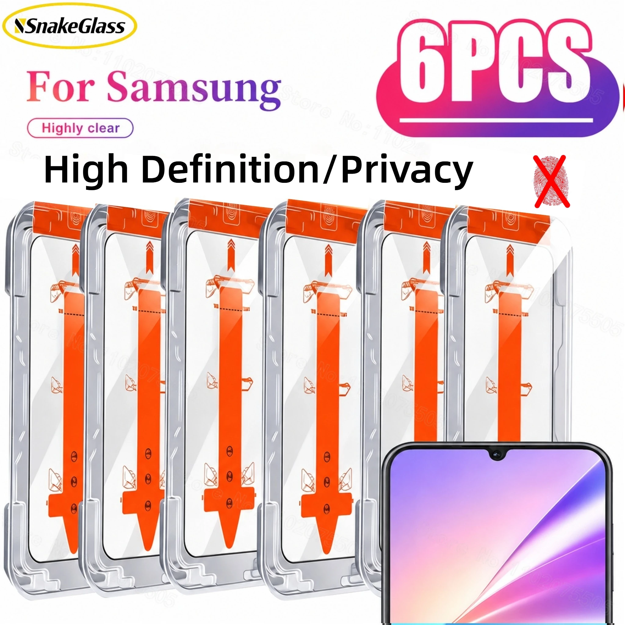 

6PCS Screen Protector for Samsung Galaxy A16,A25,A26,A33,A34, A35,A36,A41,A51,A54,A55,A56 A70,S26,S25,S24,S23,S22,S21 Ultra/Plus