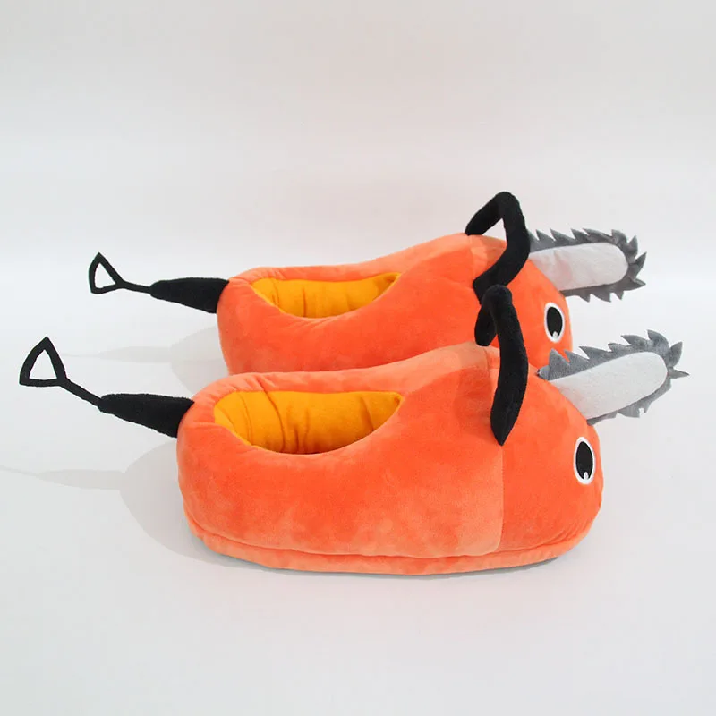 애니메이션 체인소맨 포치타 플러시 슬리퍼 포치타 여성 체인소맨 신발 성인용 오렌지 강아지 봉제 부드러운 슬리퍼 크리스마스 선물용