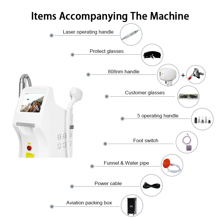 2024 di alta qualità 2 in 1 Laser a diodi Ice 755 808 1064NM PICO Laser Tattoo Removal Machine Titanium Skin Rejuvenation Laser