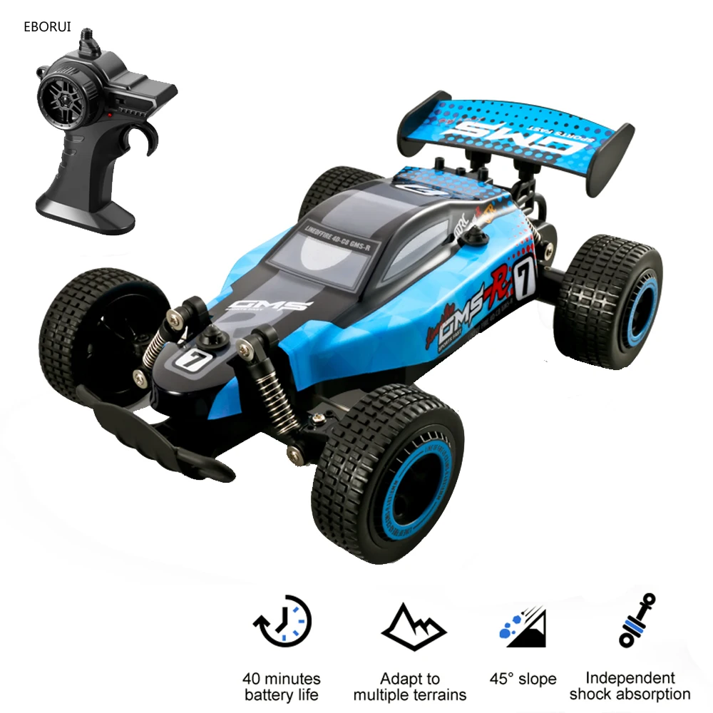 

EBORUI C8 RC Car 30KM/h High Speed 2.4Ghz 2WD 1:18 All Terrain Off-Road Remote Control Car Desert Buggy Gift Toy for Kids RTR