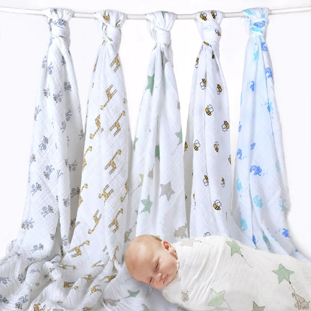 Newborn Baby Infant Muslin Gauze Cotton Swaddle Blanket Wrapping (Littie Bee)